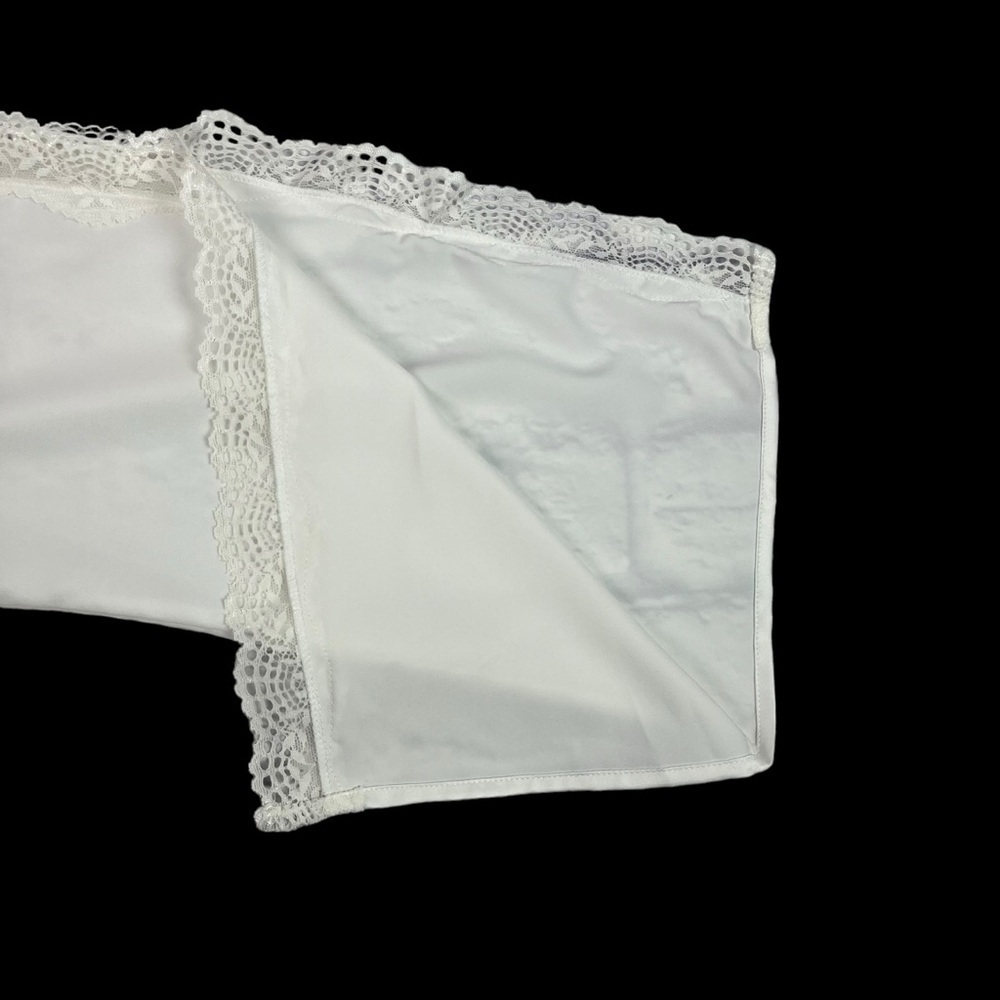 In Bloom by Jonquil Bride Satin Robe Ivory Lace Sleeves Tie Belt Medium/Large - Picture 10 of 12